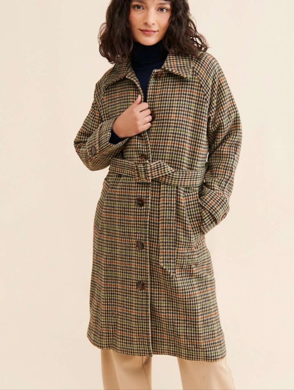 SUNCOO Evan Plaid Overcoat